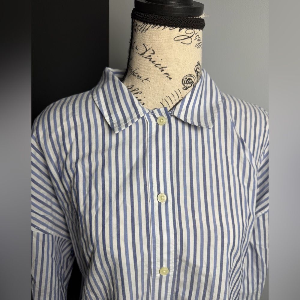 Everlane The Woven P.J. Top Blue Stripe NWT Size M - Picture 4 of 11